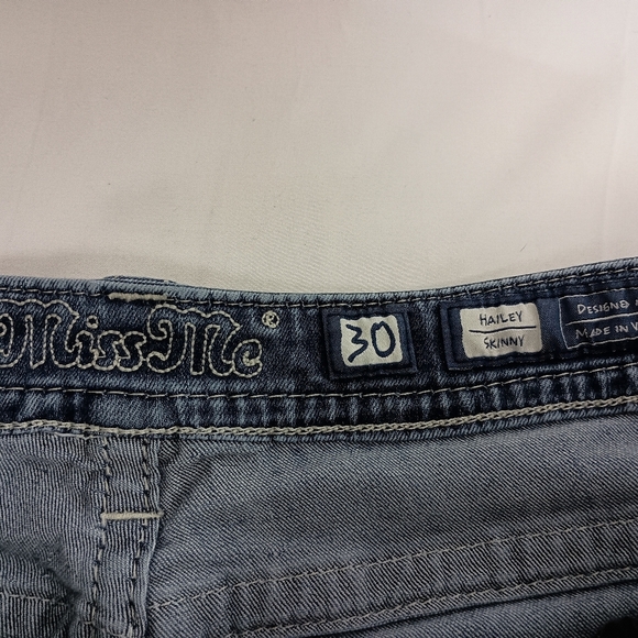 Miss Me Designer Blue Cropped Ankle Jeans with Faded Details(#1,527) - Picture 7 of 8